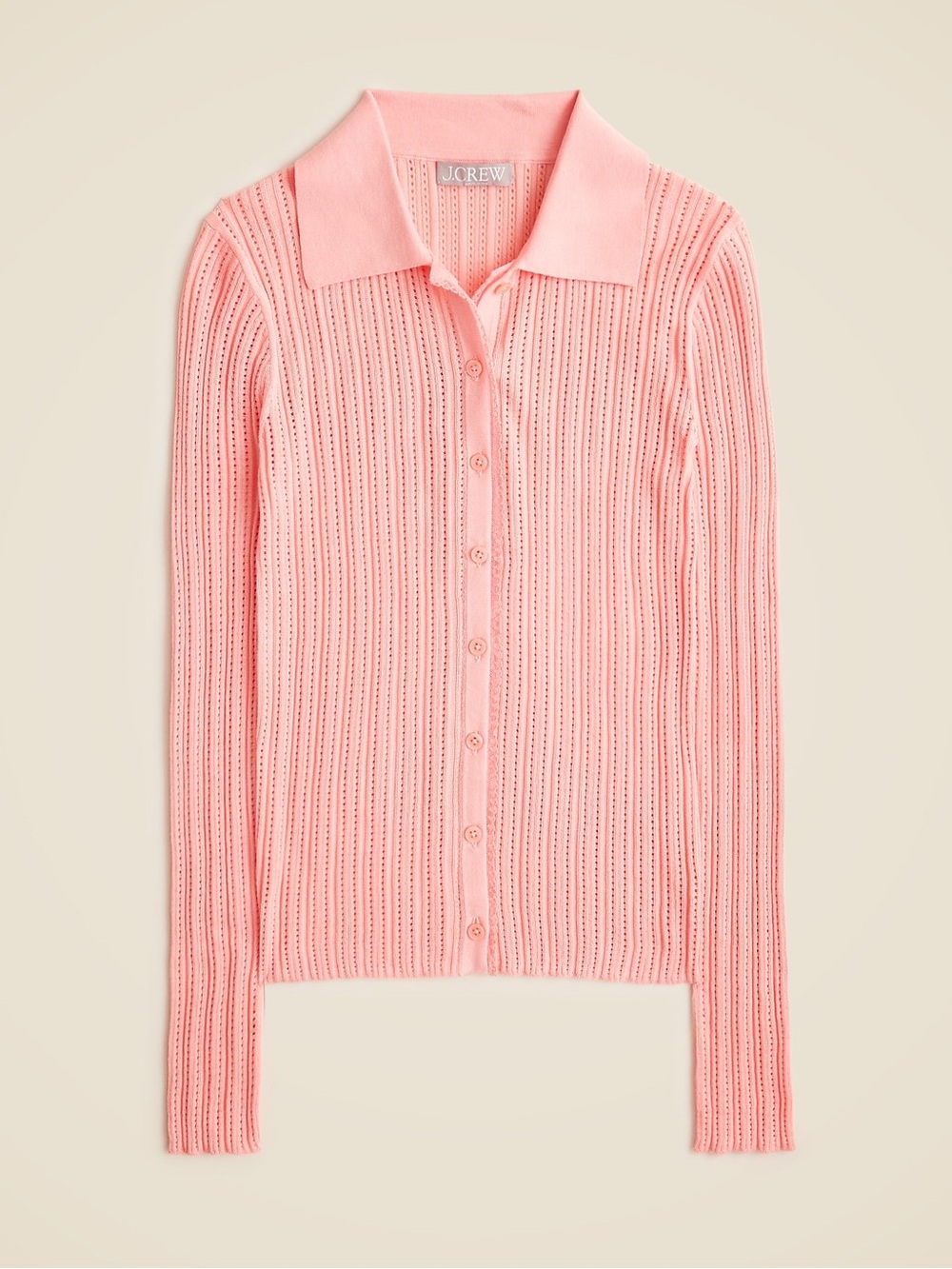 J. Crew Ribbed tulle-trim sweater-tee in premium ultra-fine cotton Peach Medium